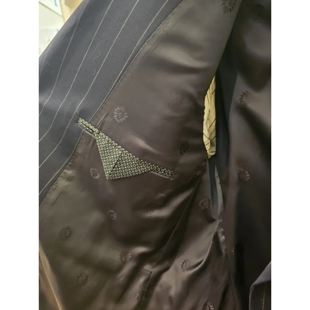 ​Lauren Ralph Lauren Mens Blazer 38S Navy Blue Pinstripe Double Breasted Lindsay